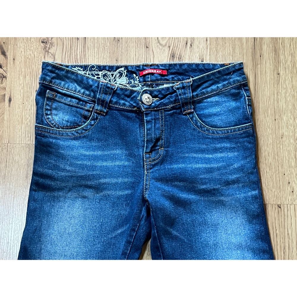 Unionbay Straight Leg Jeans Juniors 9 Y2K Floral Embroidered Mid Rise Stretch - Picture 4 of 11
